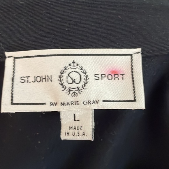 St John Sport by Marie Gray zip up jacket white stitch trim in Onyx size L - Picture 9 of 13